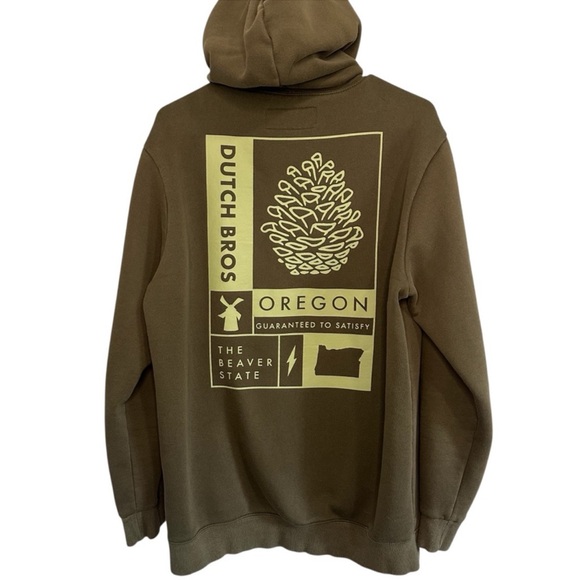 Dutch Bros Other - Dutch Bros LARGE Camo Green Oregon State Hoodie "The Beaver State” RARE 🦫 DB